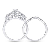 14kt White Gold Womens Oval Diamond Bridal Wedding Engagement Ring Band Set 1.00 Cttw (Certified)