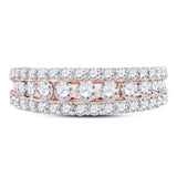 14kt Rose Gold Womens Round Brown Diamond Band Ring 1.00 Cttw