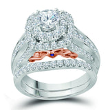 14kt Two-tone Gold Womens Round Diamond Bridal Wedding Engagement Ring Band Set 2.00 Cttw (Certified)