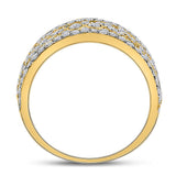 14kt Yellow Gold Womens Round Diamond Right Hand Cocktail Ring 1-3/8 Cttw