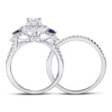14kt White Gold Womens Princess Diamond Bridal Wedding Engagement Ring Band Set 1.00 Cttw (Certified)