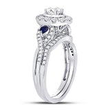 14kt White Gold Womens Oval Diamond Bridal Wedding Engagement Ring Band Set 1.00 Cttw (Certified)