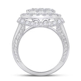 14kt White Gold Womens Princess Diamond Cluster Bridal Wedding Engagement Ring 3-1/2 Cttw