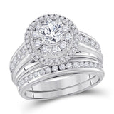 14kt White Gold Womens Round Diamond Bridal Wedding Engagement Ring Band Set 2.00 Cttw (Certified)