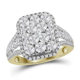 14kt Yellow Gold Womens Round Diamond Right Hand Cluster Ring 1-3/4 Cttw
