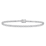 14kt White Gold Womens Round Diamond Timeless Tennis Bracelet 1.00 Cttw