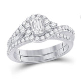 14kt White Gold Womens Emerald Diamond Bridal Wedding Engagement Ring Band Set 1-1/4 Cttw (Certified)