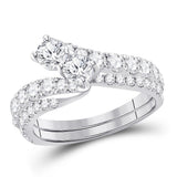 14kt White Gold Womens Round Diamond Bridal Wedding Engagement Ring Band Set 1-1/2 Cttw (Certified)
