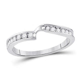 10kt White Gold Womens Round Diamond 2-stone Wedding Band 1/4 Cttw