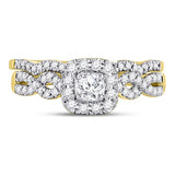 14kt Yellow Gold Womens Round Diamond Bridal Wedding Engagement Ring Band Set 1/2 Cttw (Certified)