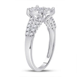 14kt White Gold Womens Round Diamond Flower Cluster Ring 1.00 Cttw