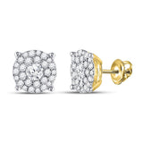 14kt Yellow Gold Womens Round Diamond Halo Solitaire Earrings 1-3/8 Cttw