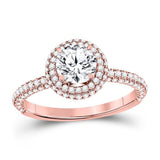 14kt Rose Gold Womens Round Diamond Solitaire Bridal Wedding Engagement Ring 1-5/8 Cttw (Certified)