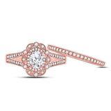 14kt Rose Gold Womens Oval Diamond Bridal Wedding Engagement Ring Band Set 1.00 Cttw (Certified)