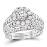 14kt Two-tone Gold Womens Round Diamond Bridal Wedding Engagement Ring Band Set 1-1/2 Cttw (Certified)