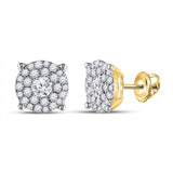 14kt Yellow Gold Womens Round Diamond Halo Solitaire Earrings 1-3/8 Cttw