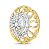 14kt Two-tone Gold Womens Round Diamond Filigree Heart Pendant 1/3 Cttw