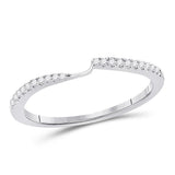 14kt White Gold Womens Round Diamond 2-stone Wedding Band 1/10 Cttw (Certified)