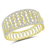 14kt Yellow Gold Womens Round Diamond Cocktail Bangle Bracelet 5.00 Cttw