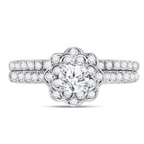 14kt White Gold Womens Round Diamond Bridal Wedding Engagement Ring Band Set 1.00 Cttw (Certified)