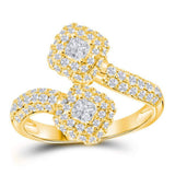 14kt Yellow Gold Womens Princess Diamond 2-stone Bridal Wedding Engagement Ring 1-1/2 Cttw (Certified)