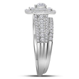 14kt White Gold Womens Round Diamond Bridal Wedding Engagement Ring Band Set 1.00 Cttw (Certified)