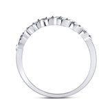 14kt White Gold Womens Round Diamond Classic Stackable Band Ring 1/20 Cttw