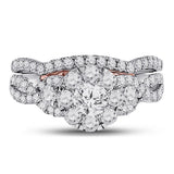 14kt White Gold Womens Round Diamond Bridal Wedding Engagement Ring Band Set 1-1/2 Cttw (Certified)