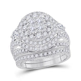 14kt White Gold Womens Princess Diamond Bridal Wedding Engagement Ring Band Set 2-3/4 Cttw