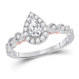 14kt Two-tone Gold Womens Pear Diamond Solitaire Bridal Wedding Engagement Ring 3/4 Cttw (Certified)