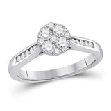 14kt White Gold Womens Round Diamond Fashion Cluster Ring 1/2 Cttw